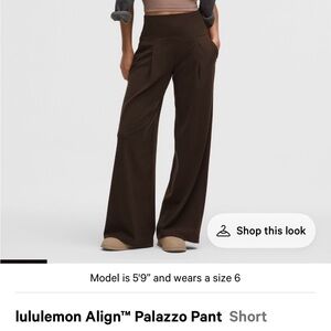 lululemon walnut crunch palazzo pant short 6